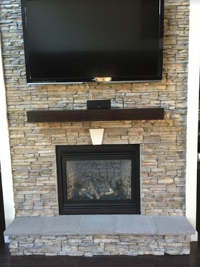 close up of newly built fireplace